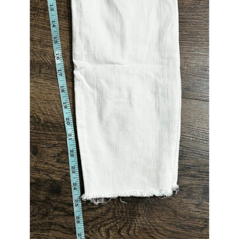 J Brand Jeans Womens 27 White Denim Capri Mid Rise Straight Stretch Frayed Hem - Picture 8 of 9